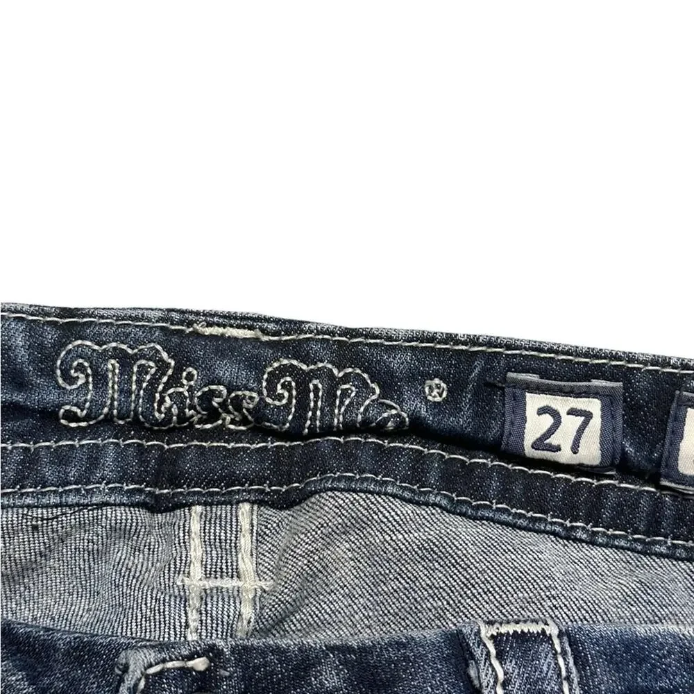 Miss Me Mid-Rise Easy Crop Jeans size 27 Distressed Embellished JE8344EC - Picture 7 of 10